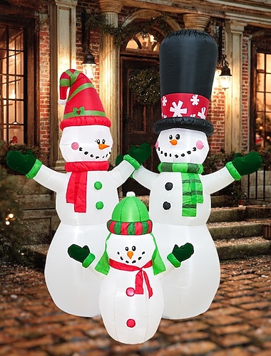 1 шт. 2,5 м * 2,25 м 2025 г. Рождественский снеговик для семьи из трех человек с гирляндами, надувная воздушная модель для дома и улицы, двора, сада, лужайки, вечеринки, рождественской атмосферы,   1 шт. 2,5 м * 2,25 м 2025 г. Рождественский снеговик для семьи из трех человек с гирляндами, надувная воздушная модель для дома и улицы, двора, сада, лужайки, вечеринки, рождественской атмосферы,