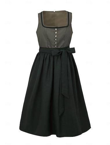  Oktoberfest Robe Dirndl Robes traditionnelles Femme de ménage Bavarois Allemand Prairies Femmes Carnaval Fête de la Bière Tissu de style traditionnel Robe Tablier Sans chemisier