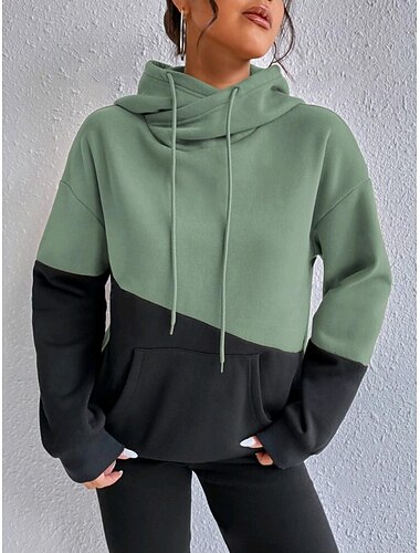  Damen Kapuzenpullover Lässig Langarm Mit Kapuze Normale Oberteile Rosa Grün Herbst