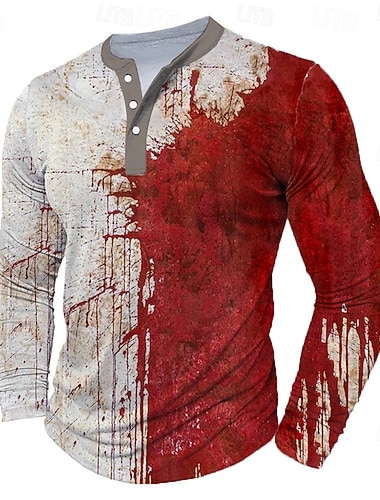 Homens Respingos de sangue Manchas de sangue Camisa Henley Manga Longa Moda Estilo bonito Diário Casual Feriado Para Noite Primavera & Outono Todas as Estações cáqui Henley Camiseta Henley   Homens Respingos de sangue Manchas de sangue Camisa Henley Manga Longa Moda Estilo bonito Diário Casual Feriado Para Noite Primavera & Outono Todas as Estações cáqui Henley Camiseta Henley