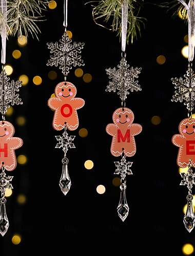  1 stuk kersthanger van transparant acryl, creatieve hanger van peperkoekenmannetje, kerstboomversiering