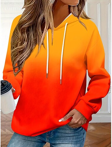 Damen Pullover Kapuzen sweatshirt Grafik Batik Mode Lässig Druck Langarm Kapuzen Reguläre Oberteile Straße Täglich Lässiger Druck Blau Orange Herbst Winter   Damen Pullover Kapuzen sweatshirt Grafik Batik Mode Lässig Druck Langarm Kapuzen Reguläre Oberteile Straße Täglich Lässiger Druck Blau Orange Herbst Winter