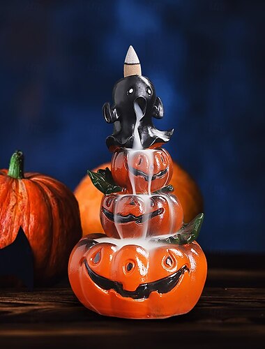  Røkelsesbrennerholder for spøkelsesgresskar, røkelsesholder for halloween med refluksvann, røkelsesbrenner i harpiks til halloween