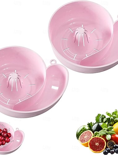  2 τεμάχια πλυντήριο φρούτων σε σχήμα σαλιγκαριού με σουρωτήρι, αυτόματο καλάθι καθαρισμού με αποτελεσματικό σύστημα αποστράγγισης, βαρέως τύπου πλαστικός οργανωτής νεροχύτη κουζίνας για φρούτα,