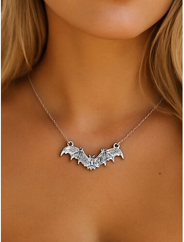  Halloween gothic vleermuis hanger ketting voor dames – vintage zilveren choker ketting sieraden voor kostuumfeesten, cosplay en hekserij mode
