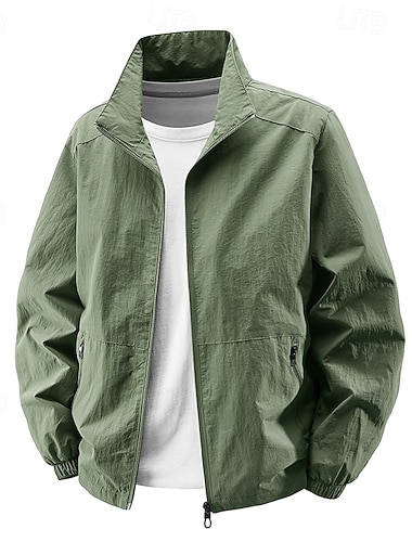  Ανδρικά Ελαφρύ μπουφάν Casual Jacket ΕΞΩΤΕΡΙΚΟΥ ΧΩΡΟΥ Διακοπές Ζεστό Φερμουάρ Τσέπη Φθινόπωρο Χειμώνας Σκέτο Μοντέρνα Κομψό στυλ street Όρθιος γιακάς Κανονικό