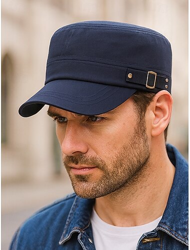  berretto da uomo in cotone in stile militare con fibbia regolabile: cappello casual ed elegante per l'uso quotidiano, le attività all'aperto e la moda di strada