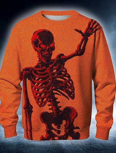  Halloween Per uomo Teschio Diavolo Mietitrice Felpa Punk Festa Manica Lunga Girocollo Vacanza Bianco Blu Girocollo 3D Tutte le stagioni progettista