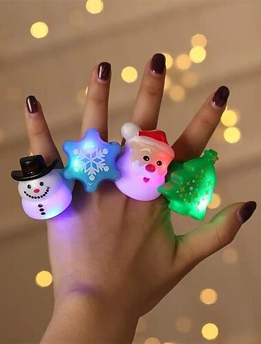 4 anillos de luces para dedos de fiesta navideña, anillos luminosos de goma suave con dibujos animados intermitentes para niños y adultos, anillos de juguete con luz LED de reno para recuerdos de   4 anillos de luces para dedos de fiesta navideña, anillos luminosos de goma suave con dibujos animados intermitentes para niños y adultos, anillos de juguete con luz LED de reno para recuerdos de