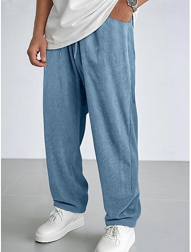  Herren Jogginghose Cordhose Hose Freizeithose Kordelzug Elastischer Bund Gerader Schnitt Einfarbig Einfach Feuchtigkeitsableitend Atmungsaktiv Volle Länge Lässig Täglich Ausgehen Urlaub Mode Schwarz
