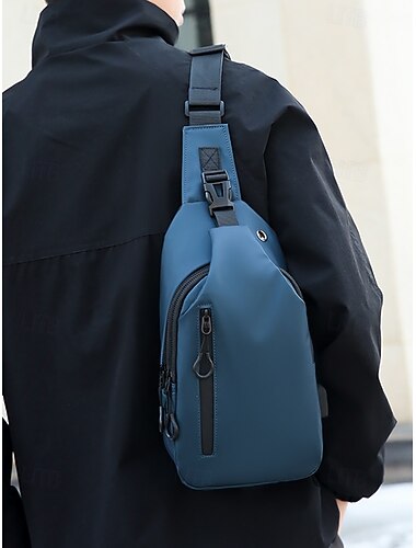  Men's Waterproof Anti-Scratch Sling Bag with USB Charging Port – Casual Crossbody Travel Chest Pack for Outdoor, Commuting and Daily Use