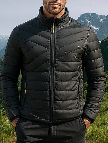  Per uomo Giacca imbottita Giacca termica Esterno Termico Caldo Abbigliamento da trekking Abbigliamento da trekking Inverno Autunno Top Campeggio / Escursionismo / Speleologia Corsa Tinta unica Nero