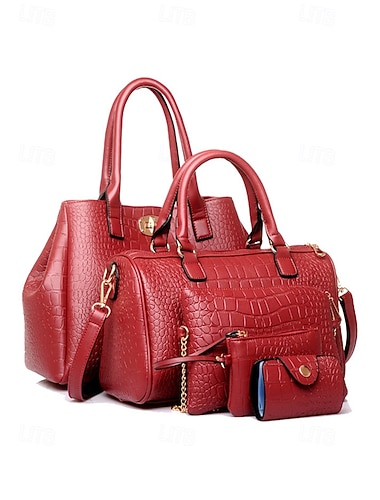  Ensemble de sacs en cuir de crocodile pour femme, comprenant un sac à bandoulière, un sac à main et un porte-monnaie, avec un design élégant et à la mode, adapté aux occasions formelles et à l'utilisation quotidienne au travail