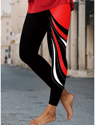  Naisten Leggingsit Loma Vintage Etninen tyyli Täyspitkä Korka vyötärö Kuvitettu Abstrakti Geometrinen 3D-tulostus Nopea kuivuminen Hengitettävyys Pehmeä Erittäin elastinen ulko- Koti Kausaliteetti