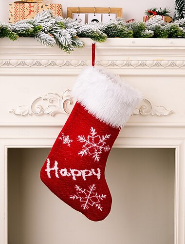  Julestrømpe luksuriøs rød plysj julesokk gavepose til barn gaver godterioppbevaring hjem peis festlig julefest sesongdekorasjon tilbehør
