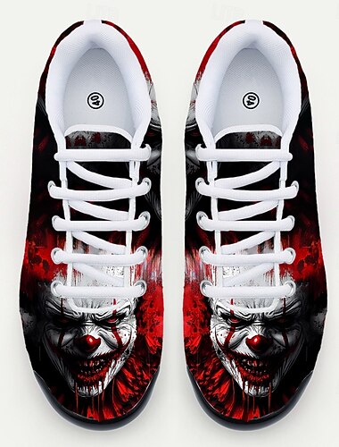  scarpe da ginnastica da uomo con stampa di clown spaventoso per Halloween: scarpe sportive con lacci inquietanti per feste in maschera ed eventi a tema horror