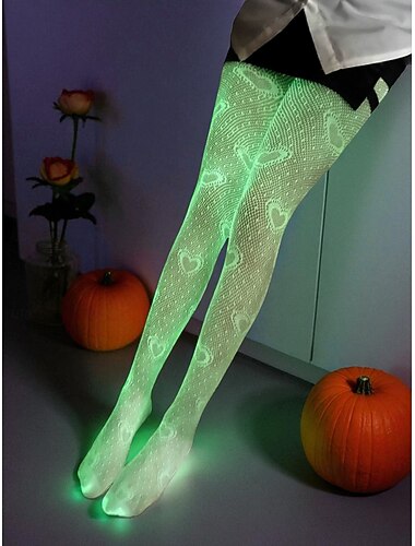  Glow-in-the-dark panty's en kousen voor dames - lichtgevende Halloween-panty's met skelet-, web- en patroonontwerpen voor uitgaans- en feestoutfits