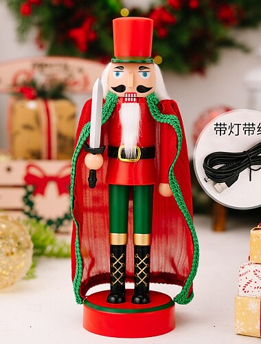  Χριστουγεννιάτικο ειδώλιο στρατιώτη καρυοθραύστη με φώτα, διακόσμηση από μάρμαρο στρατιώτη, εορταστικό στολίδι καρυοθραύστη για εορταστική διακόσμηση