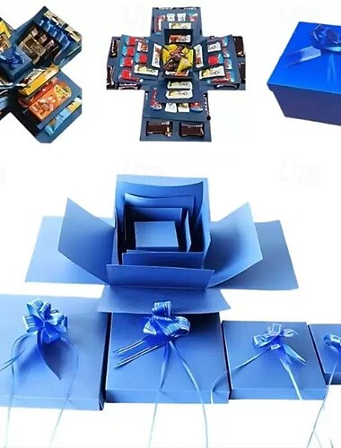  Overraskelsesjulegaveeske med lokk, DIY-festgaveemballasjesett med flere rom til bursdager, valentinsdagen, jul, frierier og spesielle anledninger, mat ikke inkludert