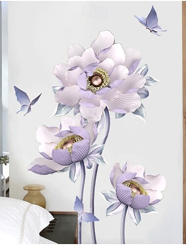  Blomväggdekor tapet självhäftande avtagbar väggmålning för sovrum vardagsrum soffa bakgrund kinesisk stil kreativ vinylkonst dekoration heminredning
