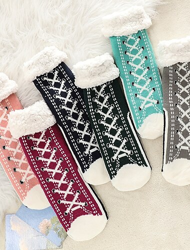  Calcetines gruesos y peludos para mujer, calcetines para pantuflas de interior, calcetines cómodos para dormir en invierno, calcetines extra afelpados y cálidos para el hogar, la maternidad y el clima