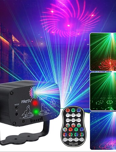  DJ disco podium feestverlichting led geluid geactiveerd laserlicht rgb flits stroboscoop projector met afstandsbediening voor kerst halloween decoraties karaoke pub ktv bar dans cadeau verjaardag