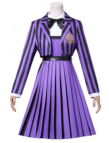  Středa Addams Addamsova rodina Enid Sinclairová Kostým Školní uniforma Krásné šaty cosplay Filmové kostýmy for Dámské Dospělí předvečer Všech svatých Karneval Výkon Párty Šaty
