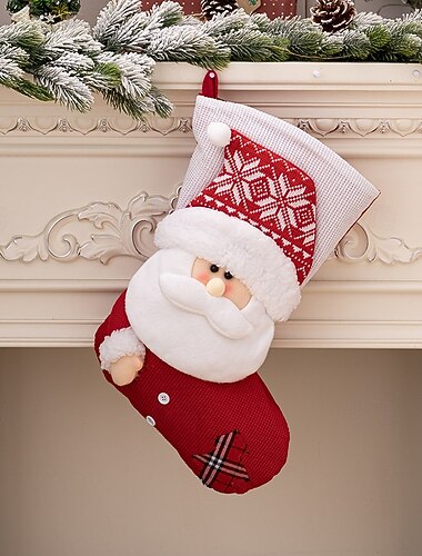  Julestrømpe luksuriøs strikket julenissen feriesokk stor snømann gavepose til julegaver hjem peis festlig fest sesongdekorasjon tilbehør