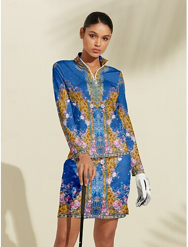  Dame POLO T-skjorte Mørkeblå Langermet Topper Dame golfantrekk Klær Antrekk Bruk klær