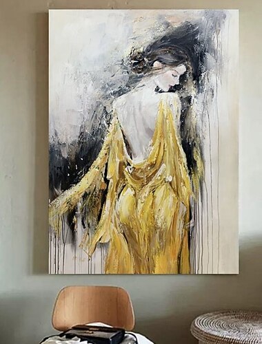  手作りの油絵キャンバス壁アート装飾人物肖像画女の子の後ろ姿ホームデコレーションロールフレームなし未延伸絵画