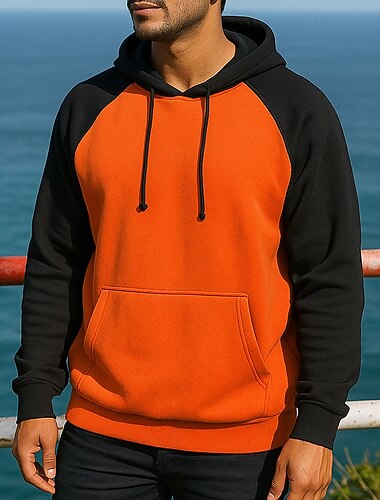  Per uomo Felpa casual Felpa con cappuccio con tasche Manica Lunga Top Athleisure Autunno Di tendenza All'aperto Viaggio Corsa abbigliamento sportivo Abbigliamento sportivo Patchwork Giallo Verde