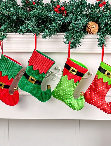  Ceinture de bas de Noël, ornement pour centre commercial, arbre de Noël, sac cadeau, décoration suspendue, chaussette de bonbons pour la maison, cheminée, fête de festival d'hiver
