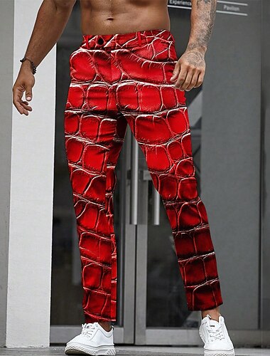  Homme Géométrique Impressions de peau de crocodile Dress Pants works Pantalons Pantalons de Costume Taille Moyenne Occasionnel Extérieur Fête Pantalon droit avec poches Printemps Automne Impression 3D