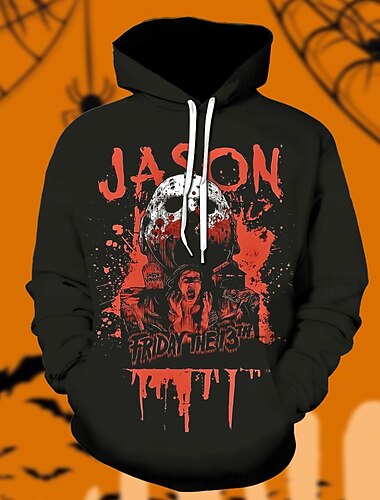  Sexta-feira 13 Jason Voorhees Moletom Pullover Personagem Arte Gráfica Para Homens Mulheres Unisexo Adulto Dia Das Bruxas Carnaval Impressão 3D Espetáculo Festa