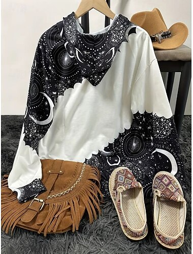  Per donna Felpe con cappuccio Floreale Grafico Vintage Retrò Casual Manica Lunga Con Cappuccio Top Regolari Streetwear Casuale Stampato Bianco Autunno Inverno
