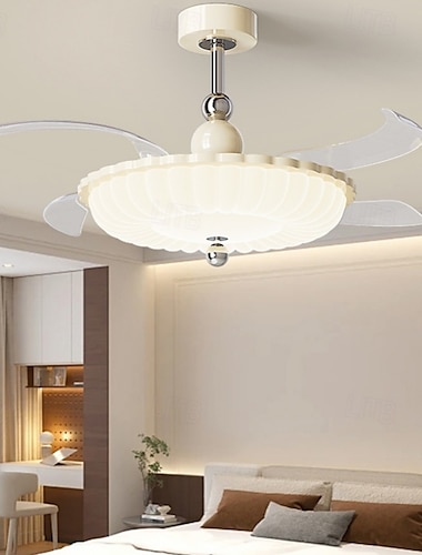  Deckenventilator mit Beleuchtung, 106 cm, dimmbare LED, 3 Farben, 6 Geschwindigkeiten, Zeitsteuerung, umkehrbare Flügel mit Fernbedienung, Haushaltsventilator-Kronleuchter, flacher Deckenventilator