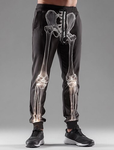  Halloween Voor heren Skelet Neon Glow Halloween Kostuums Joggingbroeken Jogger Broek Medium Taille Trekkoord elastische taille Donkere gotische stijl Feestdagen Streetwear Sportieve joggingbroek met