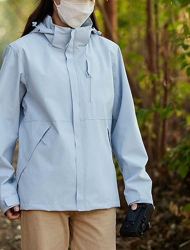  Dames Regenjas Waterdichte regenjassen Regenjassen waterdicht Winddicht Vetoketju Zak Modieus Buiten Kleurenblok Uitgaan Weekend Rits Normaal Capuchon Normale pasvorm Lange mouw bovenkleding Licht