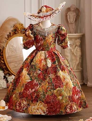  Rokoko Barock Steampunk Maxi Partykostüm Zubehör Glockenärmel Queen Elizabeth Belle Schleife Retro Ballkleid Spitzkragen Kostüm Mädchen königlich Weihnachten Halloween Karneval Maskerade