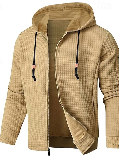  Homme Sweat à capuche Sweat à capuche zippé intégral Sweat à capuche gaufré Rouge vin Noir Blanche Vert Véronèse bleu marine À capuche Uni Fermeture éclair Sport & Loisir Occasionnel Quotidien