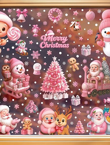  9 ark juleklistremerker til vinduer – juleveggklistremerker med snøflak, reinsdyr og «god jul» til innendørs juledekorasjon og barnerom