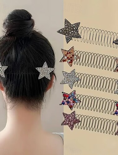  4 יחידות מסרק שיער שבור בצורת כוכב, קליפסים בלתי נראים לקיבוע שיער רופף לנשים ולבנות, אביזרי שיער אופנתיים ללבוש יומיומי