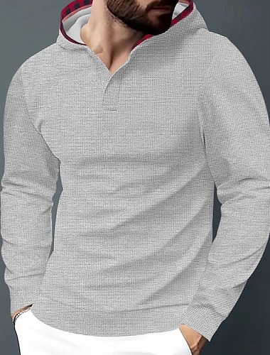  Homme Sweat à capuche Sweat à capuche gaufré Noir Blanche Bleu Roi Kaki Gris À capuche Uni Texturé Sport & Loisir Occasionnel Quotidien Streetwear Frais Vêtements de sport Printemps & Automne