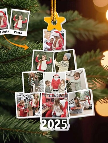 Gepersonaliseerde Kerstboom Foto Ornamenten Acrylic 2D Aangepaste Foto Fotorame Decor Kerstboom Kerst Decoratie Hangende Hanger Cadeaus voor Familie en Vrienden