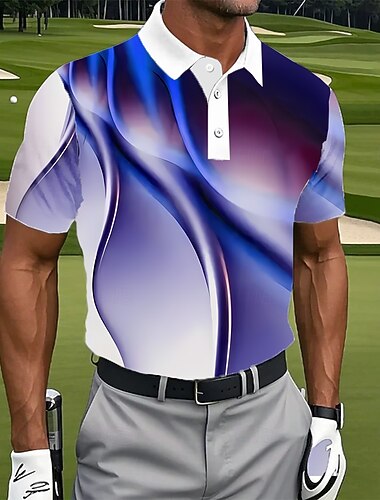  Pánské Geometrické tvary Golf Pólo Krátký rukáv Polo tričko Klopa Na běžné nošení Oblečení na atletiku Denní nošení 3D tisk Knoflíky Léto Vodní modrá Fialová Trávová zelená