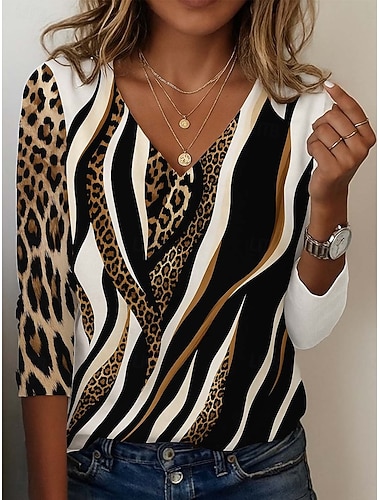 نسائي سترة تي شيرت جلد نمر ألوان متناوبة أحرف عتيق أنيق كاجوال كم طويل V رقبة قمصان عادية مناسب للبس اليومي الرياضة عطلة نهاية الاسبوع طباعة وردي بلاشيهغ أزرق أرجواني بني   نسائي سترة تي شيرت جلد نمر ألوان متناوبة أحرف عتيق أنيق كاجوال كم طويل V رقبة قمصان عادية مناسب للبس اليومي الرياضة عطلة نهاية الاسبوع طباعة وردي بلاشيهغ أزرق أرجواني بني