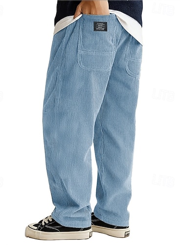  Herren Cordhose Freizeithose Gerade geschnittene Sweatpants Kordelzug Tasche Elastischer Bund Einfach Komfort Sport im Freien Täglich Mode Lässig Dunkelbraun Schwarz Mikroelastisch