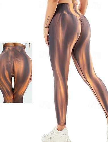  女性用 コンプレッションパンツ ランニングタイツ ヨガレギンス おなかコントロール ハイウエスト ジム いい結果になる アスレチック ボトムズ カラーグラデーション レッド ブルー グリーン 秋 スポーツ アクティブウェア