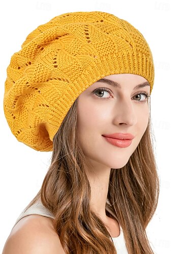  Boina elástica y transpirable, gorra de pintor hueca de color sólido informal para uso diario para mujer