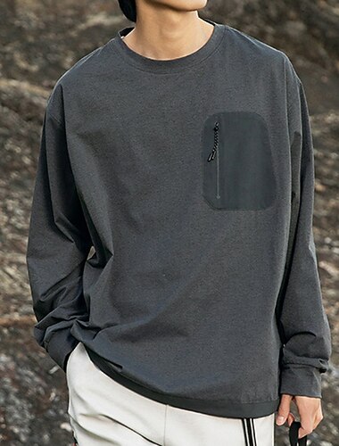  Herren Wanderhemd Wanderspitze Langarm Rundhalsausschnitt Oberteil Außen UV-Sonnenschutz Schnelltrocknend Frühling Herbst Polyester Dunkelgrau Schwarz Hellgrau Tennis Golfspiel Laufen